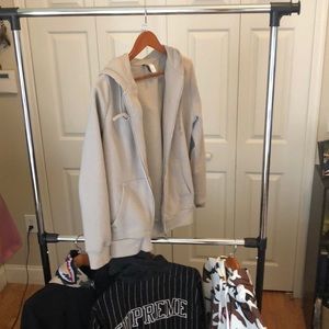 H&M’s basic heather grey zip hoodie